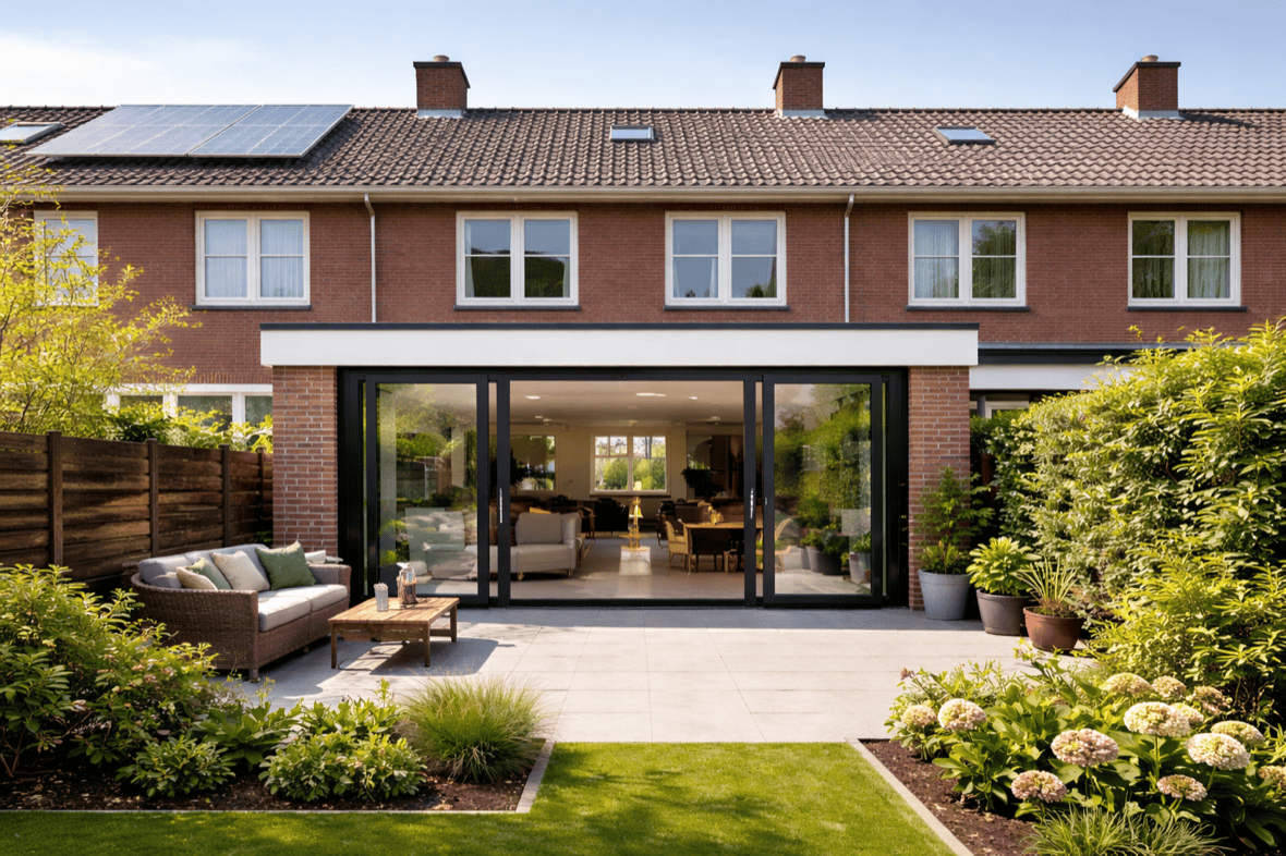Voorbeeld van een aanbouw bij een woning