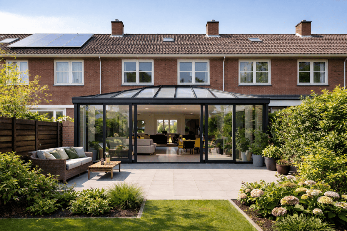 Voorbeeld van een aanbouw bij een woning